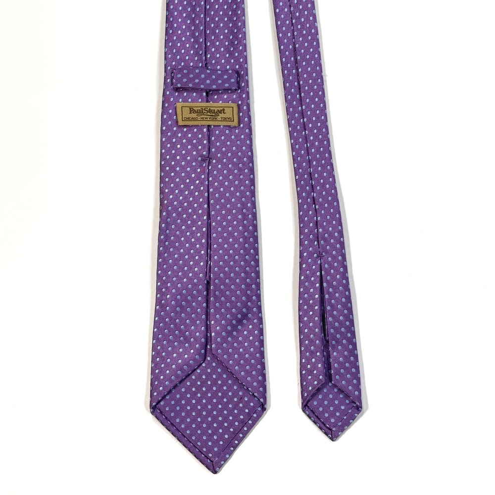 Paul Stuart Mens‎ Silk Necktie Purple Blue Polka Dot Classic Tie